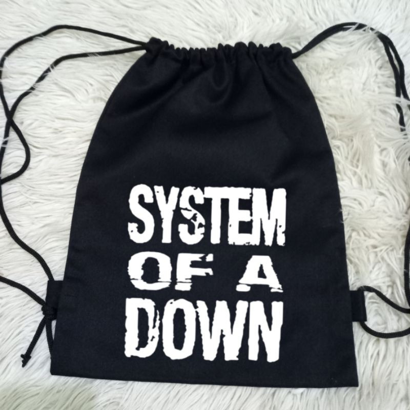 Premium Canvas Drawstring Bag Band System Of A Down Black / String Bag Band Metal Rock SOAD 100% Pre