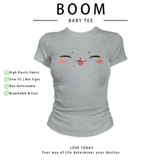 COD（จัดส่งภายใน 24 ชั่วโมง）เสื้อสาวอวบ เสื้อครอปท็อป แขนสั้น babytee สไตล์เกาหลี y2k T-shirt | ลายการ์ตูน