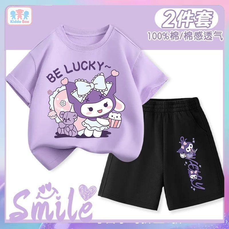 【จัดส่งจากประเทศไทย】COD เสื้อยืดเด็ก คอตตอน ชุดเด็กผู้หญิงชุดลำลองฤดูร้อนสไตล์ตะวันตกชุดสองชิ้นกางเกงขาสั้นแขนสั้นสำหรับ