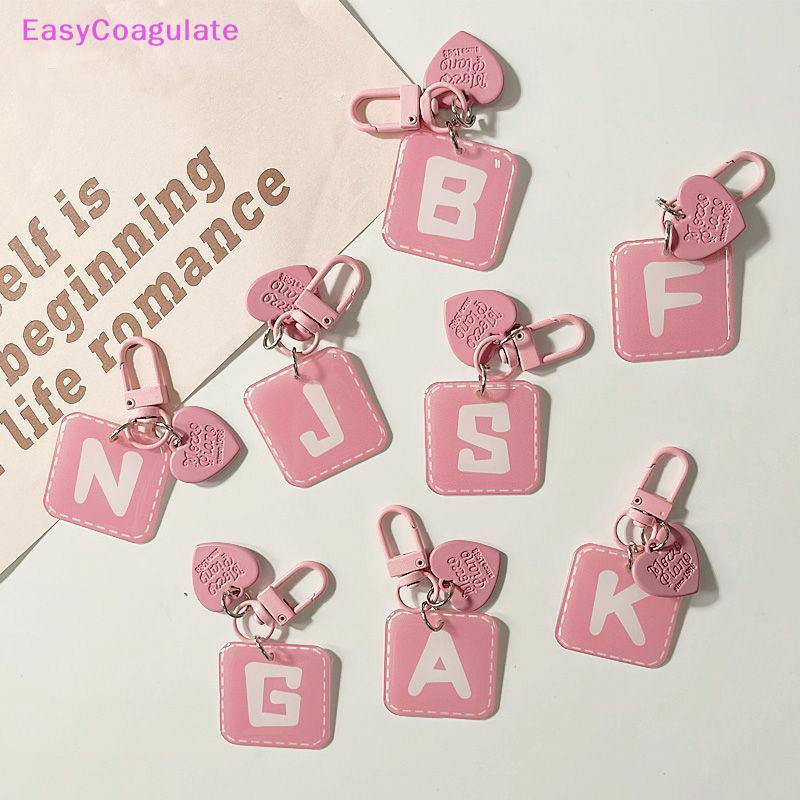 Eas สีชมพู 26 ตัวอักษรแขวนออกแบบพวงกุญแจผู้หญิง Charm เครื่องประดับสไตล์ประณีตทุกวันสวมใส่ AZ พวงกุญแจ Ate