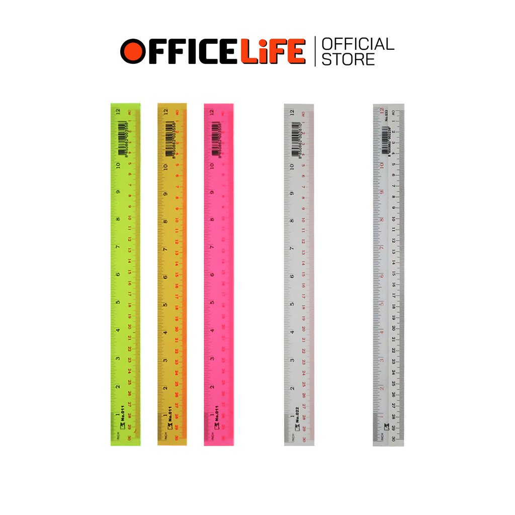 PK (พีเค) ไม้บรรทัด ขนาด 12 นิ้ว รุ่น No.011 / 022 / 033 ( 1 อัน )