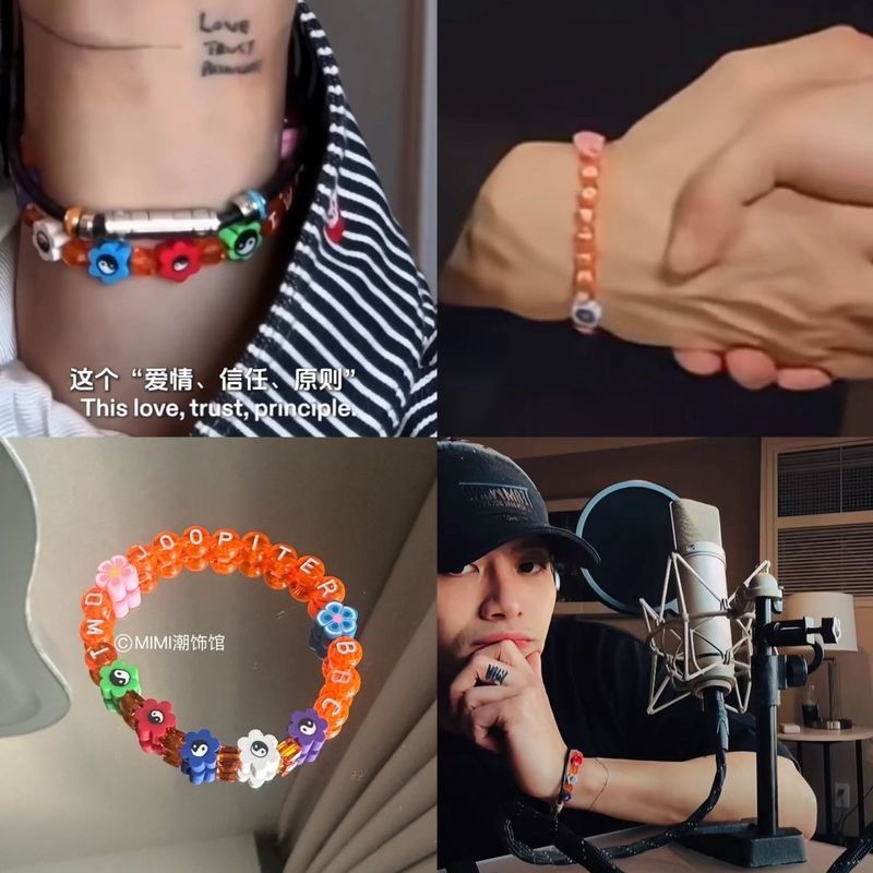 Wang 嘉尔款手TWD JOOPITER BBC字手链母亲和孩子 สร้อยข้อมืออเนกประสงค์สไตล์เดียวกันของ Jackson Wang TWD JOOPITER B