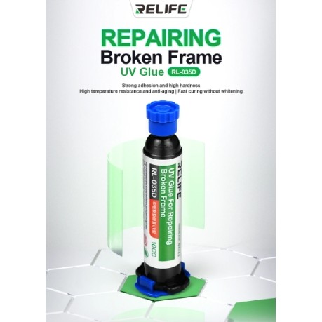 Relife RL-035D ซ่อมโทรศัพท์มือถือกรอบกลางปุ่มหักซ่อมยุบกาวบ่ม UV แข็งพิเศษกาวกรอบกล้อง
