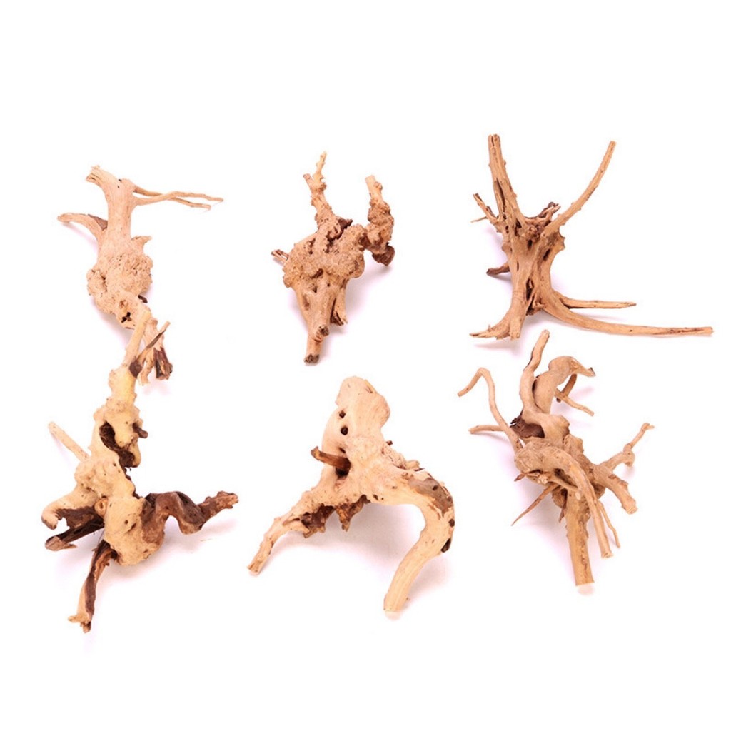 Fish tank landscape with driftwood, artificial rocks, decorative roots, complete set of bonsai moss 