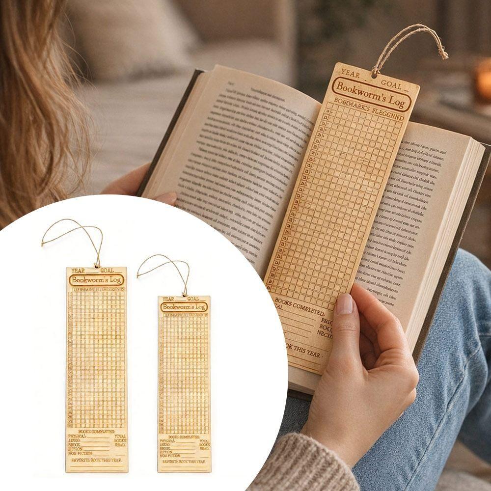 ROSEGOOD Reading Habit Tracker บุ๊คมาร์ค, หนังสือมัลติฟังก์ชั่นไม้อ่านเคาน์เตอร์, Creative Portable 