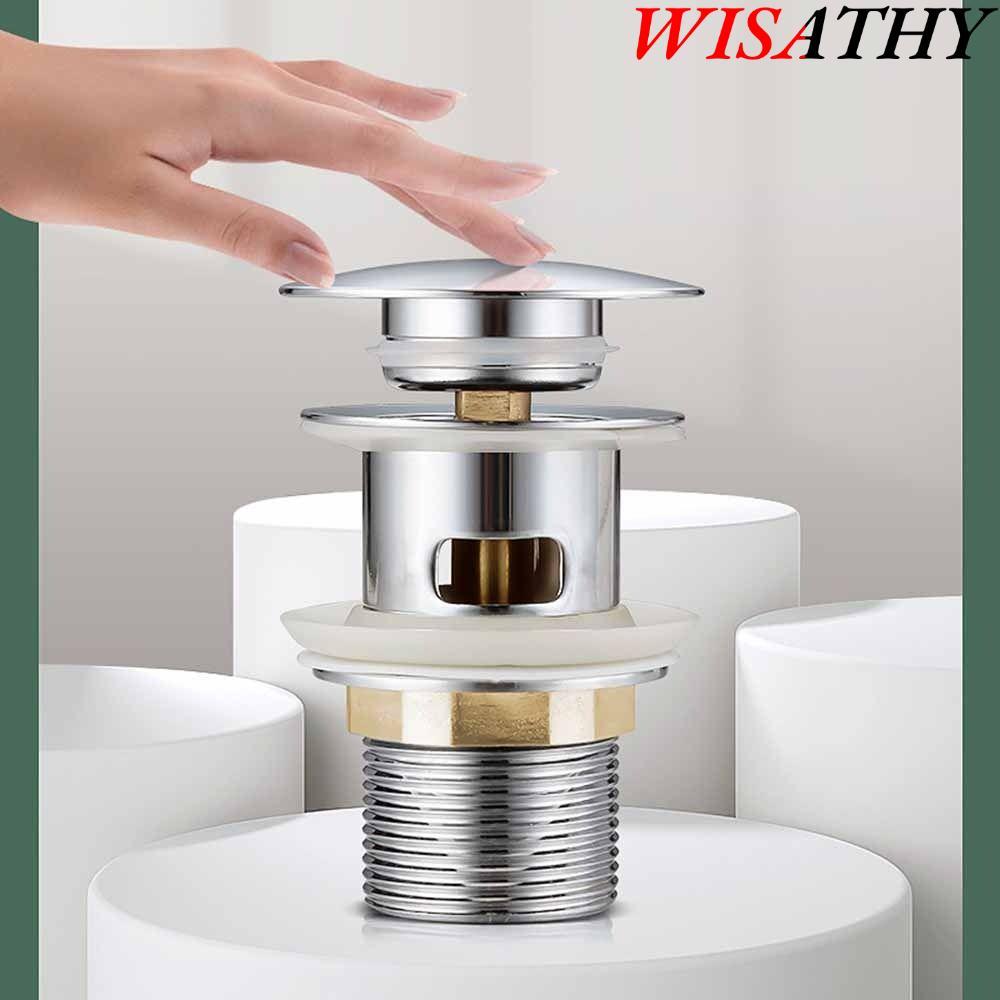 WISATHY อ่างล้างหน้าอ่างล้างจานแตะคลิกปุ่มขยะหย่อนกดป๊อปอัพอุปกรณ์ท่อระบายน้ําอ่างล้างหน้า