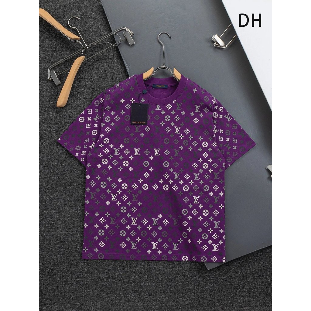 พิมพ์ tos Pure Cotton โลโก้ประเภทสบาย Casual เช่นเดียวกับรอบคอ ssv Soft Variety Gradient สีม่วงแขนสั