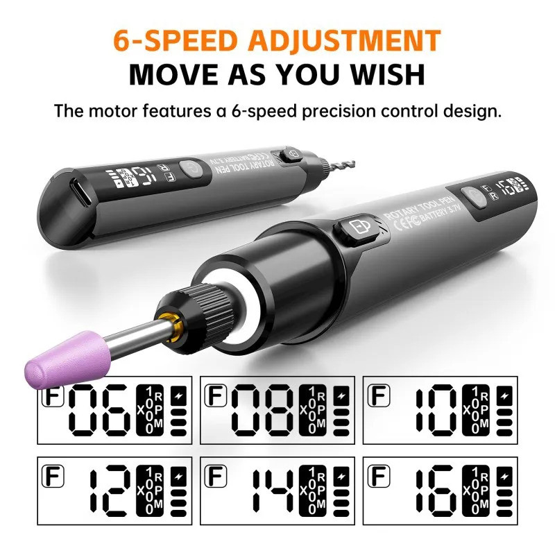 6000-16000r ไร้สายโรตารีหลายเครื่องมือมินิแกะสลักปากกาไฟฟ้า USB สว่านไร้สายพร้อมอุปกรณ์เสริม DIY ชุด