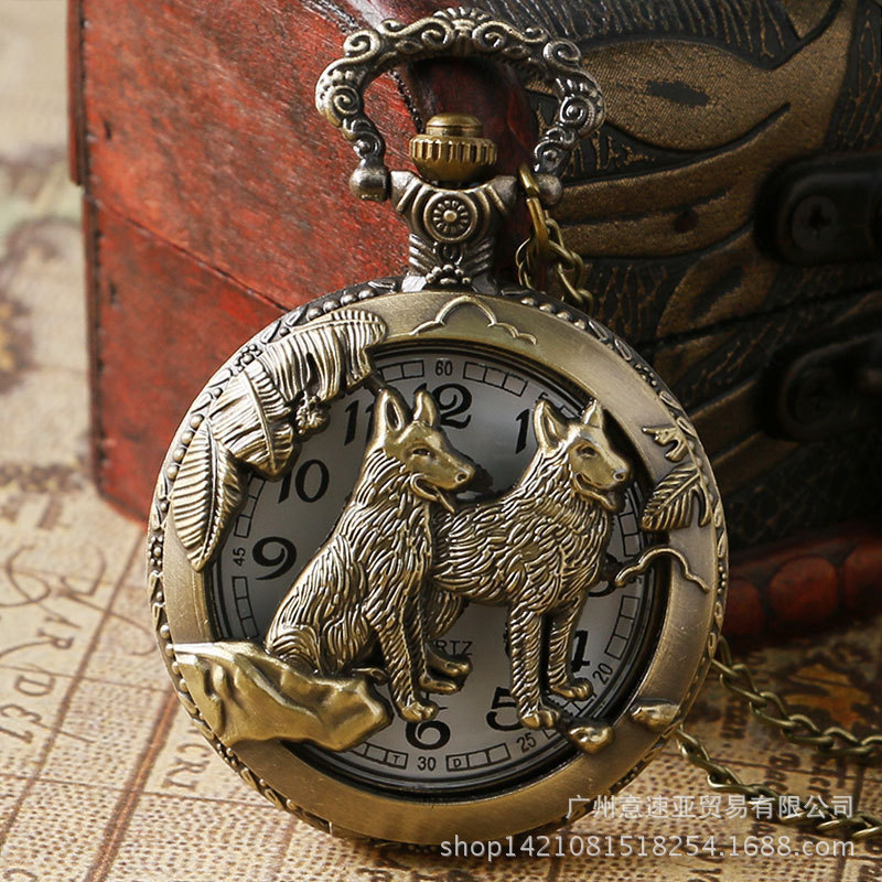 Hot Sale#Vintage Large Size Hollow Zodiac Signs Vintage Necklace Bronze Pocket Watch 12Zodiac Flip L