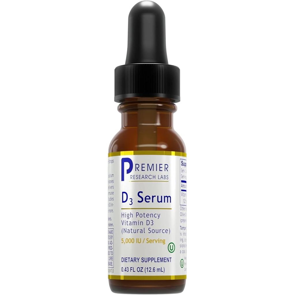 Premier Research Labs Vitamin D3 Serum - Liquid Vitamin D Oil Drops for Adults, Liquid Vitamin D3 50