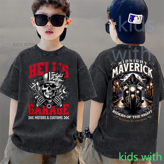 COD 2026 สินค้าใหม่ ทรงหลวม คอกลม เสื้อเด็ก kids Distressed …
