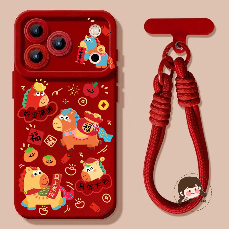 น่ารัก Pony ปีใหม่สีแดงเคสโทรศัพท์สําหรับ Realme GT7 GT6 GT Neo 7 6 SE GT5 GT2 GT Explorer Master Q5