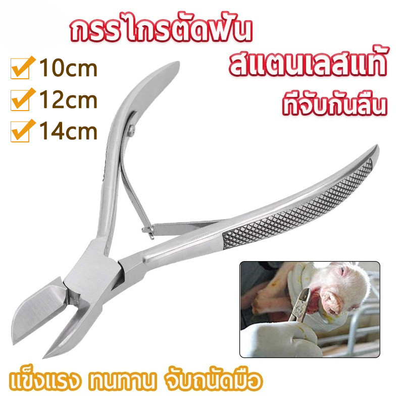 คีมตัดฟันหมู กรรไกรตัดฟันหมู สแตนเลส รุ่นพิเศษด้ามจับกันลื่น ขนาด 10ซม/12ซม/14ซม