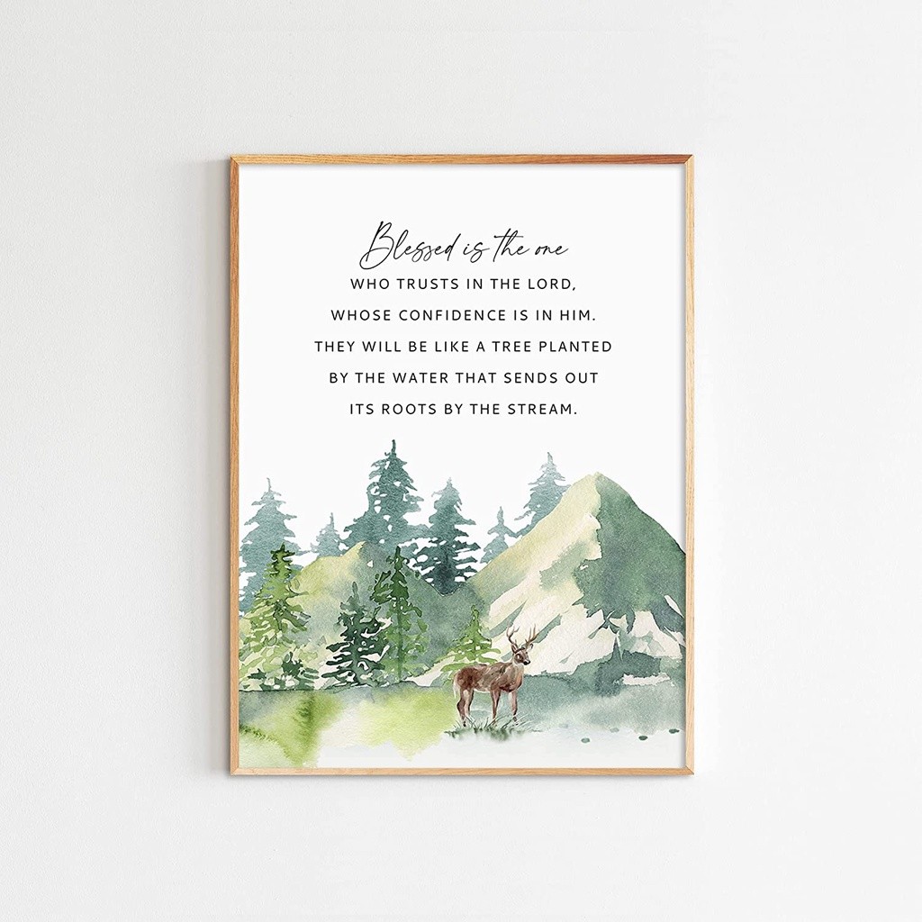 จัดส่งรวดเร็ว Blessed Is The One Who Trusts In The Lord Bible Verse Prints Poster and Canvas Christi