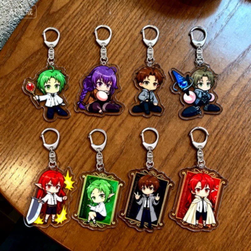 พวงกุญแจอนิเมะ Mushoku Tensei Unemployed Reincarnated Chibi Mica อะคริลิค Rudeus Roxy Eris Sylphette