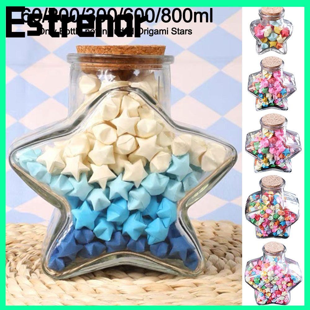 ESTRENAR Wishing Bottle, Craft Stars Shape Origami Stars Glass Bottle, Creative Glass Jars Home
