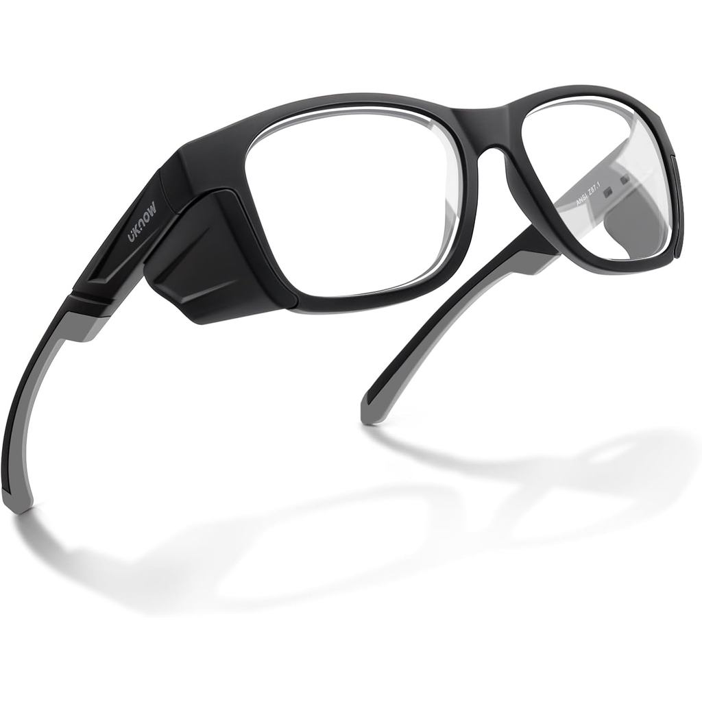 แว่นตานิรภัย UKNOW - เลนส์โฟโตโครมิก - อุปกรณ์ป้องกันดวงตาพร้อมโล่ด้านข้าง - ANSI Z87.1 แว่นตาป้องกั