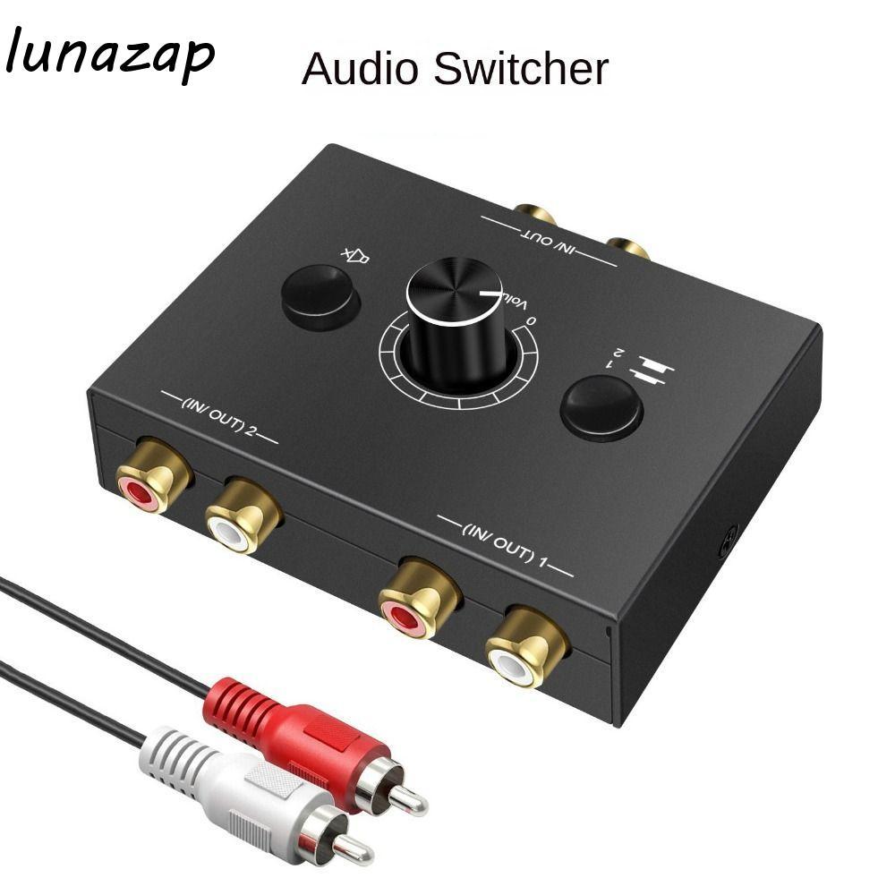 LUNAZAP Audio Switcher, Stereo Splitter Audio Splitter, Two-way 3.5mm Jack Optical Fiber Digital Aud