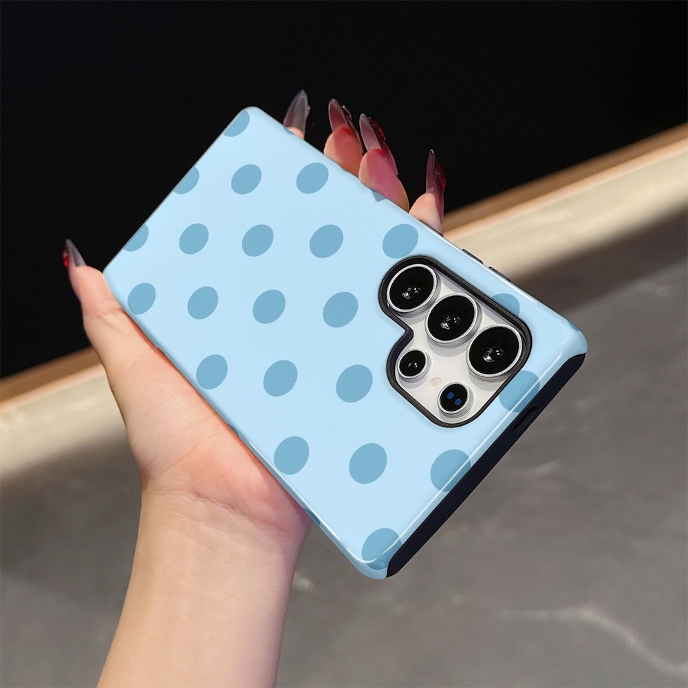 เคสโทรศัพท์ลายจุดสีฟ้าสําหรับ Samsung S26 S23 S24 S25 Plus Ultra A16 A26 A36 A56 5G สองชั้นปกหลัง ราคา ถูกที่สุด ดีลบีเคเค แกลเลอรีภาพที่ 6