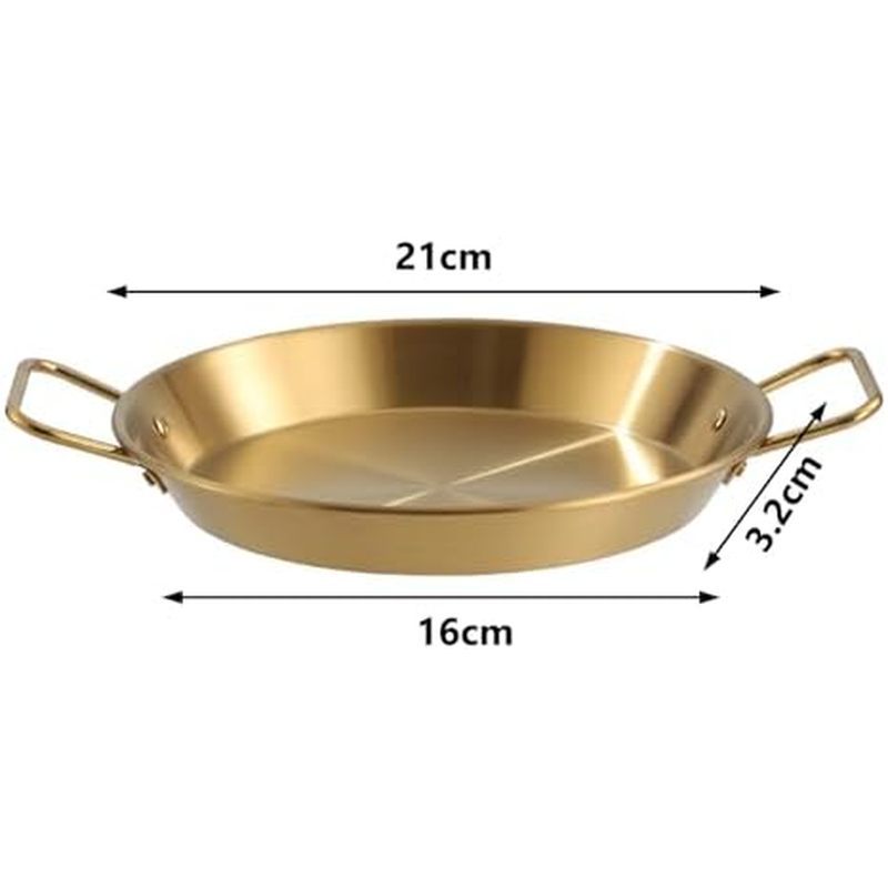 กระทะ Paella, 8.3 นิ้วทองสแตนเลส Paella กระทะ Dual Handle Nonstick Skillet กระทะไข่เจียวสําหรับบ้านร