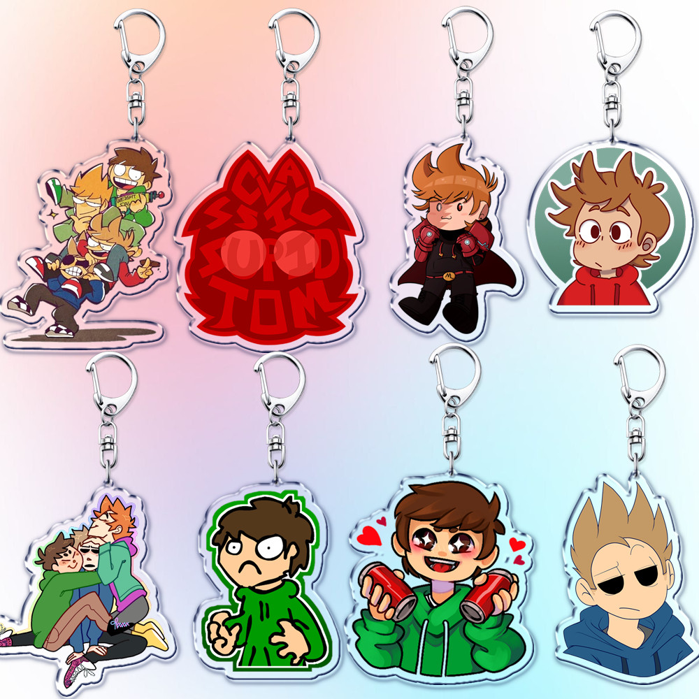 การ์ตูนอะนิเมะ Eddsworld Tord พวงกุญแจอุปกรณ์เสริมกระเป๋าการ์ตูน Ringo Edds Meme พวงกุญแจ