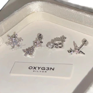 1PC Pretty Alloy Snowflake Wings Star Tree Stud ต่างหูสําหรับสุภาพสตรี