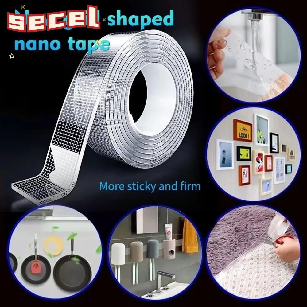 SECEL กาวสองหน้าที่แข็งแกร่งเป็นพิเศษ, เทปกาวตารางอัพเกรดขนาด 1/2 มม., เทปนาโนกันน้ํา Reusabl แบบถอดได้