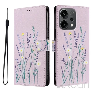 ซองหนังสําหรับ OPPO Reno 15 14 13 12 11 10 15F 14F 13F 12F 11F Pro Max 5G พิมพ์กระเป๋าสตางค์ผู้ถือบัตรปลอก