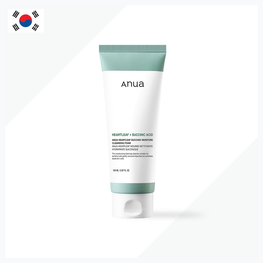 [Anua] HEARTLEAF SUCCINIC MOISTURE CLEANSING FOAM 150ml / โฟมล้างหน้าเกาหลี / มอยส์เจอร์ บูสท์ โดย V