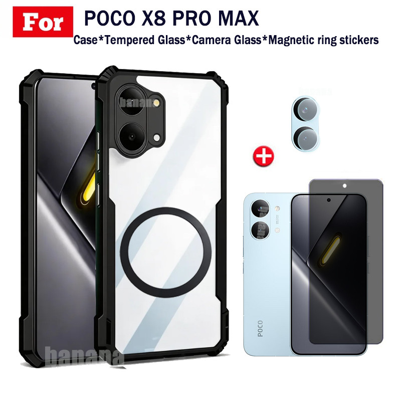4 in 1 Poco X8 Pro Max กันกระแทกเคสโทรศัพท์แม่เหล็กไร้สายชาร์จสติกเกอร์สําหรับ Poco X8Pro F7 M7 4G C