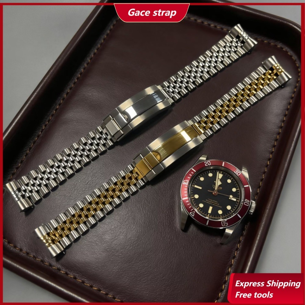สําหรับ Tudor BlackBay สายนาฬิกา 22 มม. 20 มม. 316L เหล็ก Jubilee สร้อยข้อมือเงิน Oyster หัวเข็มขัดล็อคบานเลื่อน
