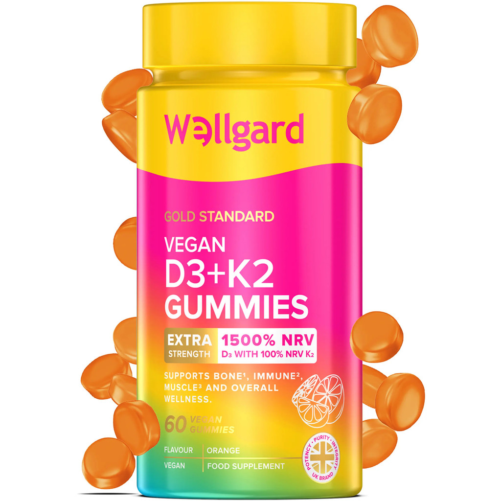 Wellgard Vegan Vitamin D3 & K2 Gummies, D3 K2 Gummies, D3 K2 ply