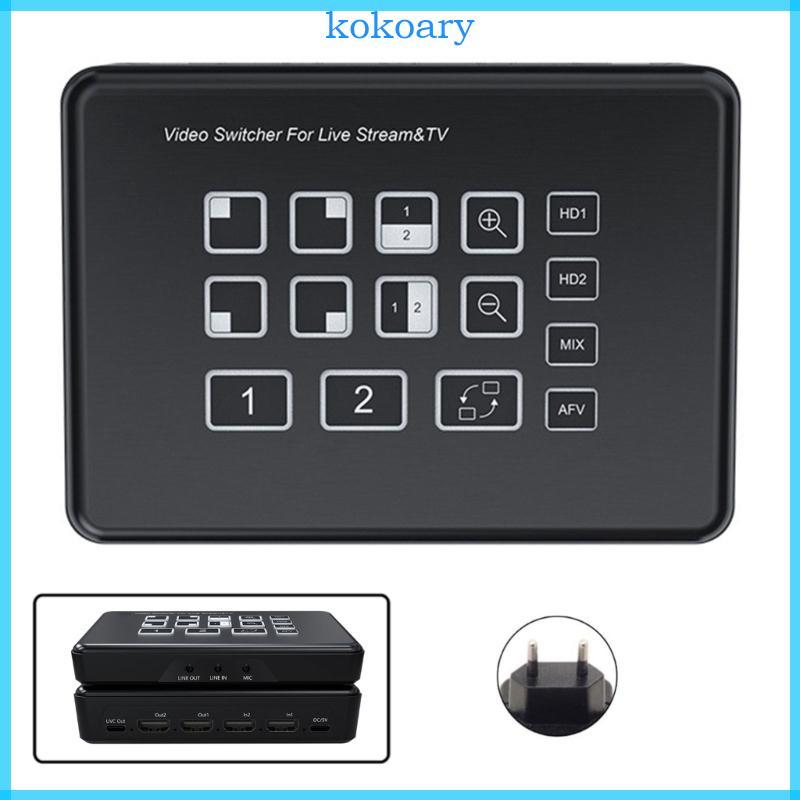 KOK HDTV Switcher Auditory Mixing 2 In 2 Out 1080p สําหรับ Video Capture Quick Setups