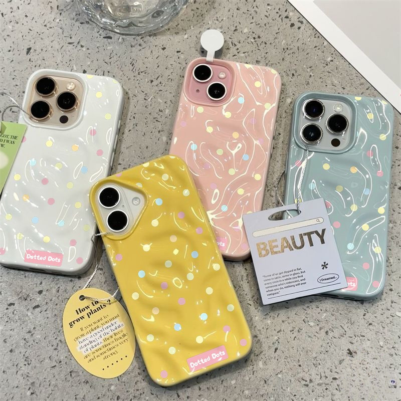 สต๊อกไทย เคสสำหรับไอโฟน13 ลายจุด สีสดใส น่ารัก เคสนิ่มครอบอุกกาบาต For IPhone17 16 11 12 13Pro MAX 14 15PLUS XR XS 6/7/8