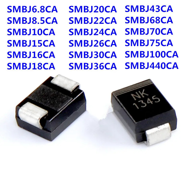 20CA 20 ทีวีไดโอด SMBJ6.8 CA SMBJ18CA 5.0 CA 8.5 CA 10CA 16CA 15CA 20CA 22CA 24CA 26CA 30CA 36CA 43C
