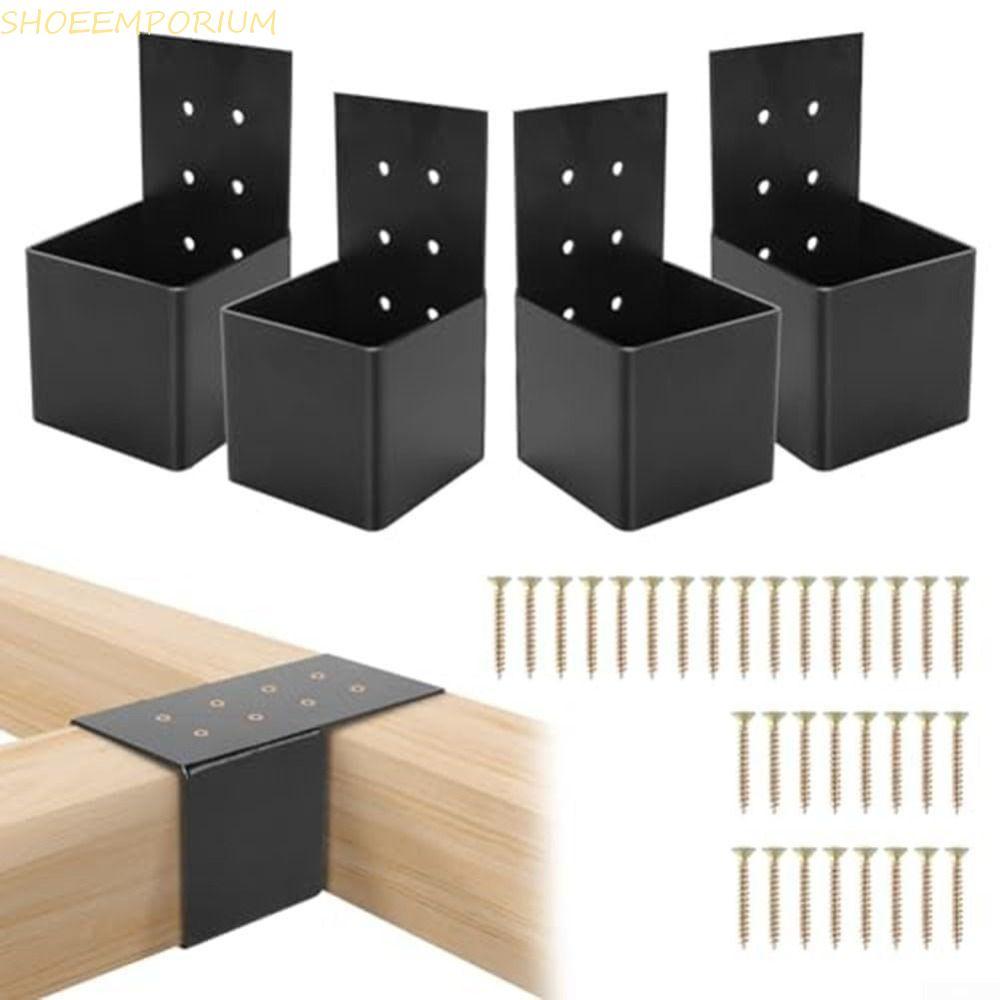 SHOEEMPORIUM Deck Railing Connector, สีดําติดผนัง Pergola Bracket, สกรูโลหะ Heavy Duty ทนทาน Pergola