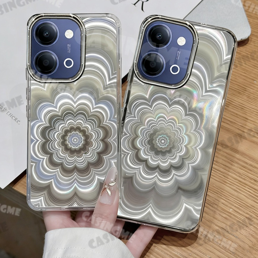 Vivo Y11d Y05 2026 หรูหราชุบดอกไม้ผิว Matte ปลอกดอกไม้ที่มีสีสันปกหลังสําหรับ Vivo Y11d Y21d Y31d Y0