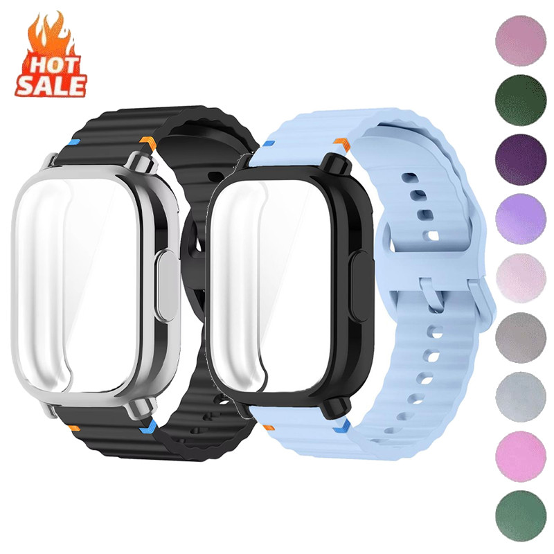 สายรัดซิลิโคน + เคสสําหรับ Redmi 3 Active,3 Lite,5 Active,5 Lite Full-Cover หน้าจอ TPU Soft Shell สําหรับ Redmi Watch 5 4