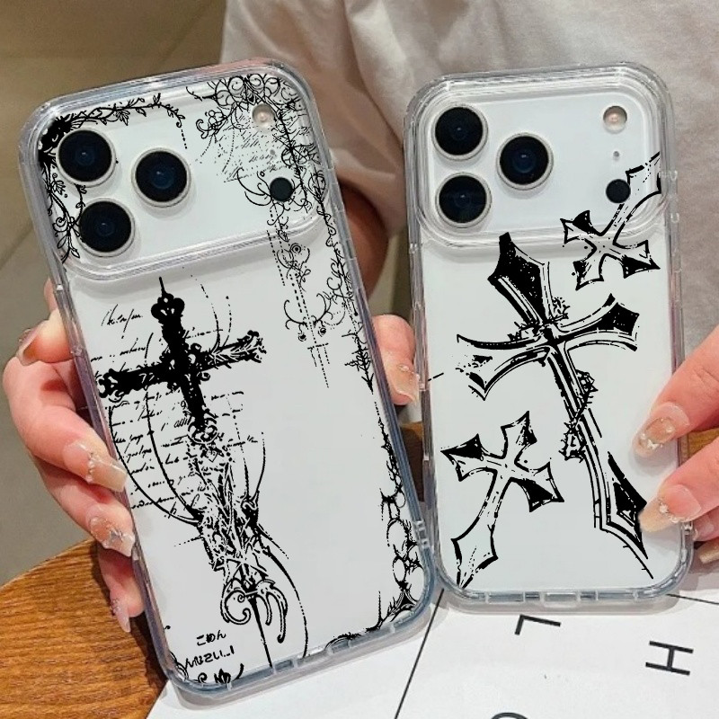 Dark Gothic Cross Mark เคสโทรศัพท์สําหรับ VIVO V60 V40 V50 Lite Y29S Y28S Y18 Y29 Y28 Y03 Y04 Y36 5G 4G กันชนโปร่งใสเกาหลี Ultra-thin Retro Artistic Anti-Knock ปลอก
