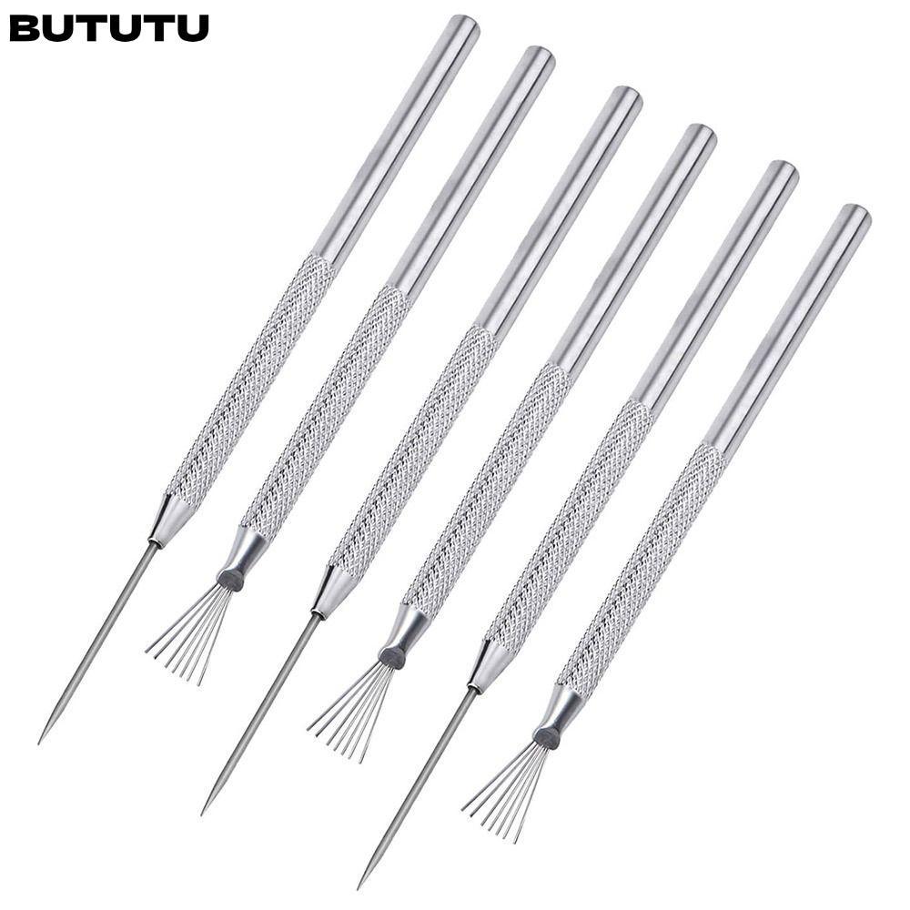 BUTUTU 1 ชิ้นแปรงเนื้อ, การสร้างแบบจําลอง Polymer Ceramics Clay Sculpting เครื่องมือ, 7 Pin Feather ลวดเนื้อเครื่องปั้นดินเผาแกะสลักเข็ม