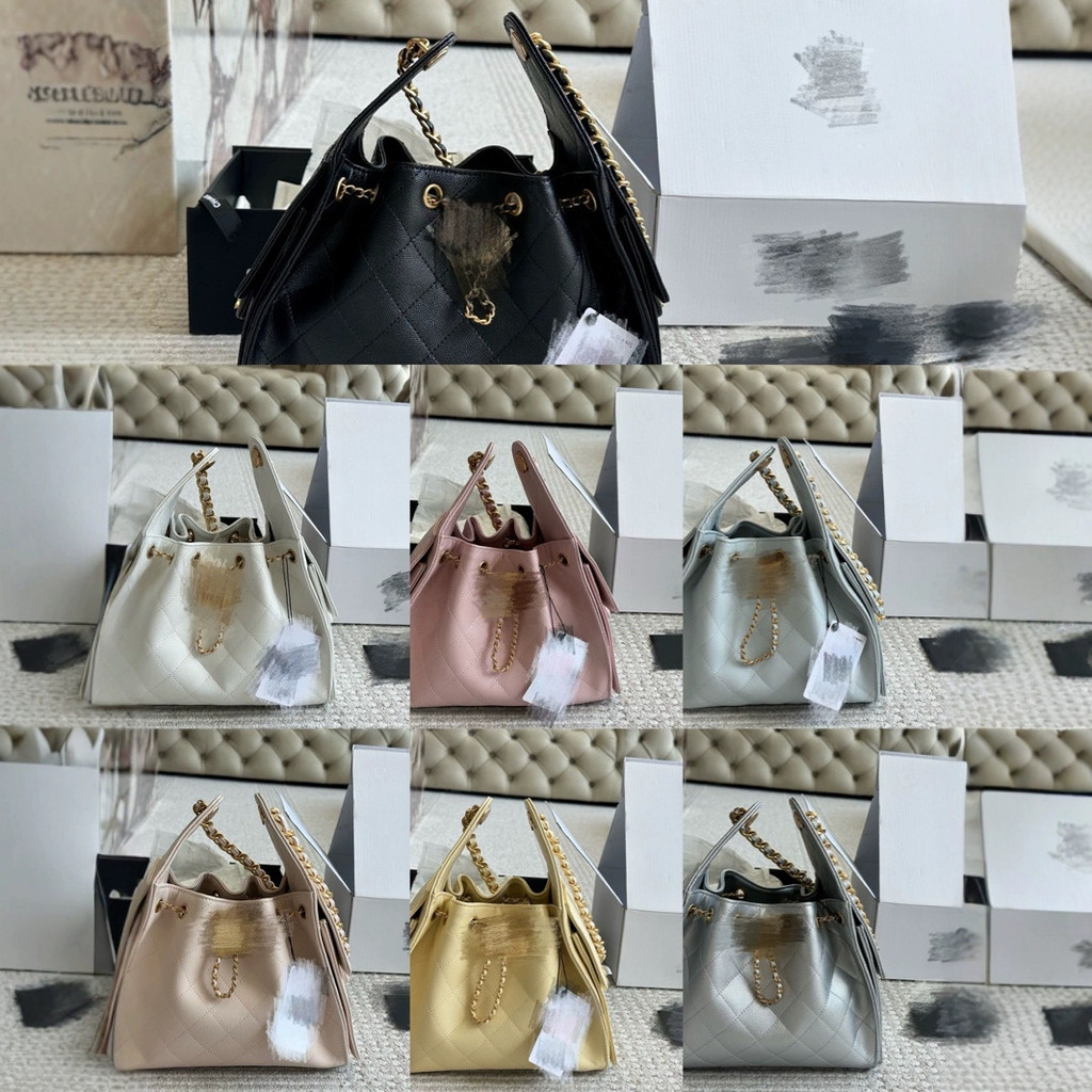 25S หัตถกรรม Workshop 25bag Caviar Cowhide Cherry Blossom Powder 25baghobo Drawstring Bucket Bag 25b