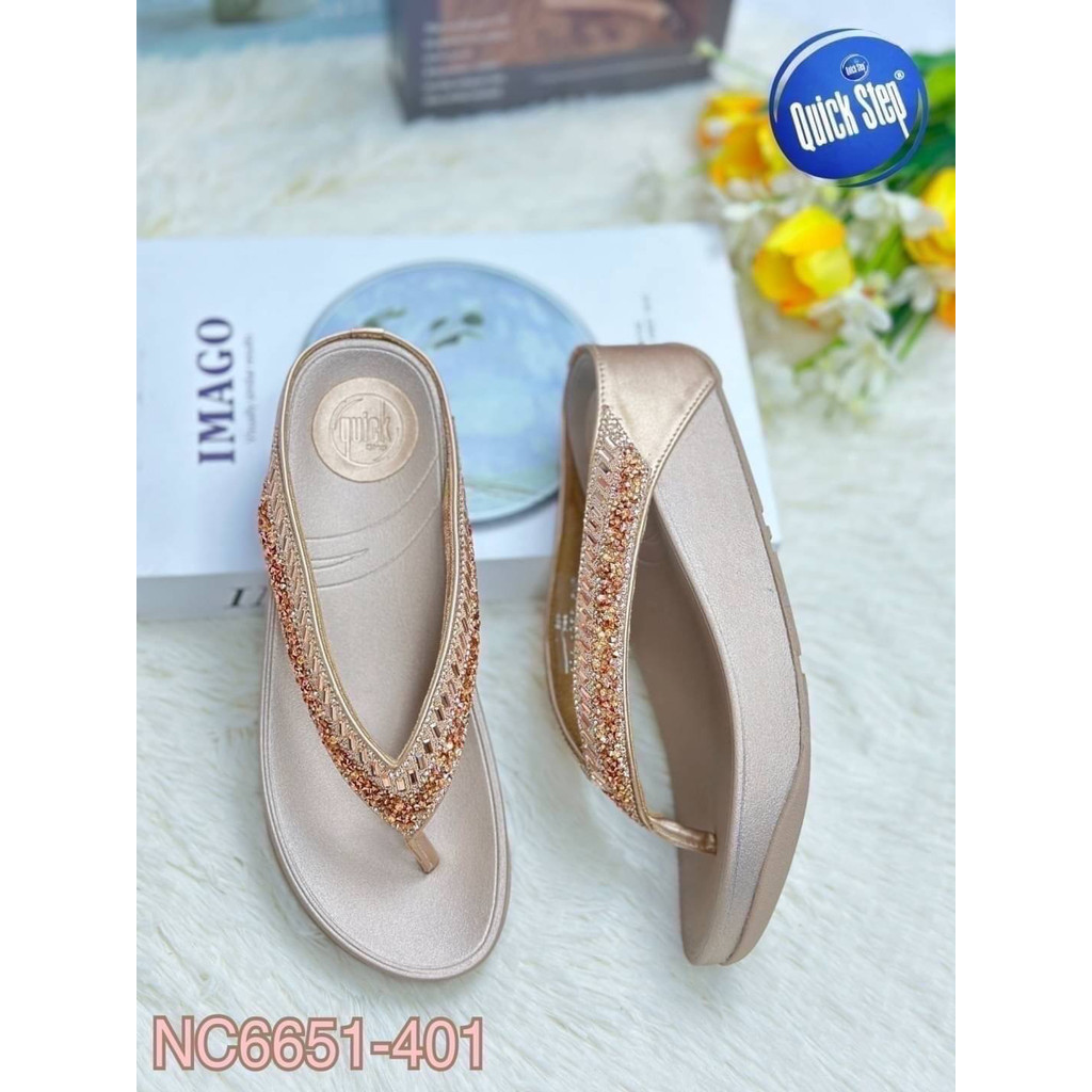 yeong yeou รองเท้าแตะแฟชั่นเพื่อสุขภาพแบบคีบติดเพชรพลอยส้นสูง1.5นิ้ว(4cm) รหัสyy6651-401