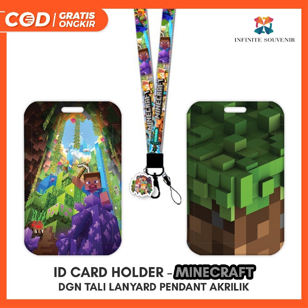 [N003] Minecraft / ป้ายชื่อ ID Card Holder Minecraft พร้อมเชือกเส้นเล็กจี้อะคริลิค