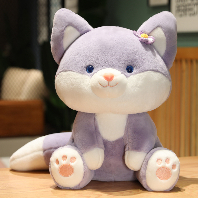 Funtoys Soft Cute Pink Purple Fox Plush Doll Big Tail Fox Doll Pillow Birthday Gift