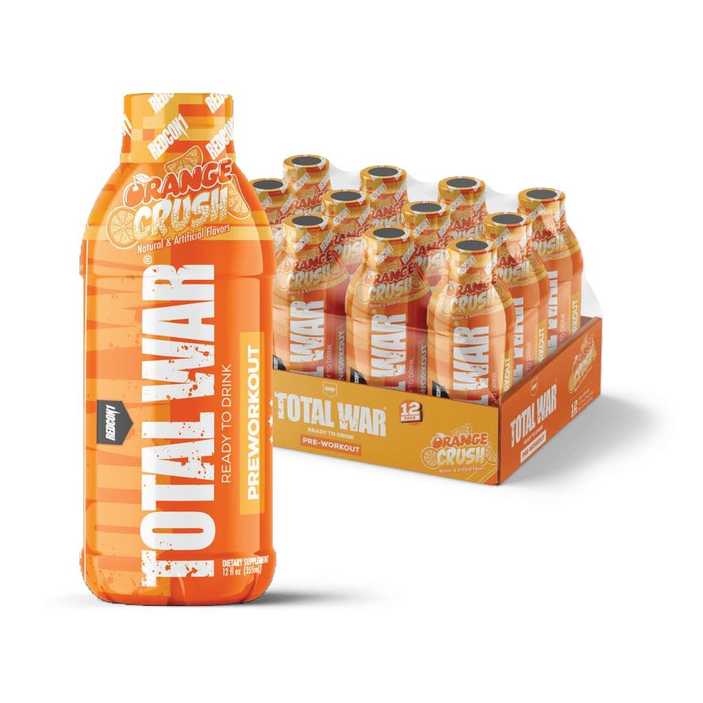 REDCON1 Total War พร้อมดื่ม Pre Workout - ความอดทน Boosting สูตร RTD เป็นมิตรกับคีโต - กรดอะมิโน + ค