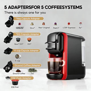 5 in 1 เครื่องชงกาแฟสดอัตโนมัติสําหรับ Nespresso & Dolce Gusto & K ถ้วยแคปซูลและกาแฟบดและESE Pod