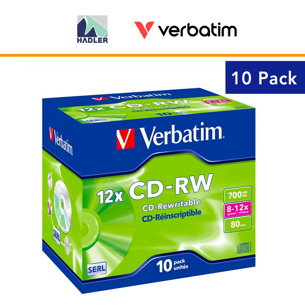 Verbatim CD-RW 700MB 12X 80min แผ่นรีเขียนได้ [10 ชิ้น]