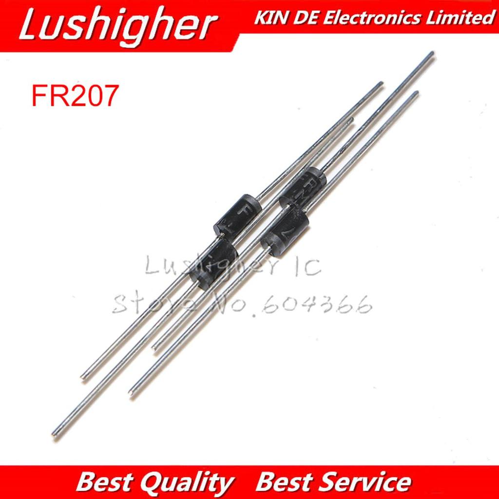 100 FR207 DO-15 Fr207 วงจรเรียงกระแสไดโอด 2A 1,000V DO15