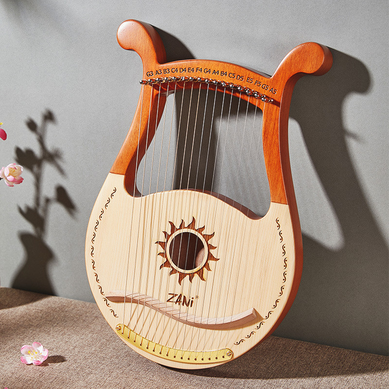 Zani19-tone lyre Veneer Small Harp lyre Beginner diy เครื่องดนตรีขนาดเล็ก