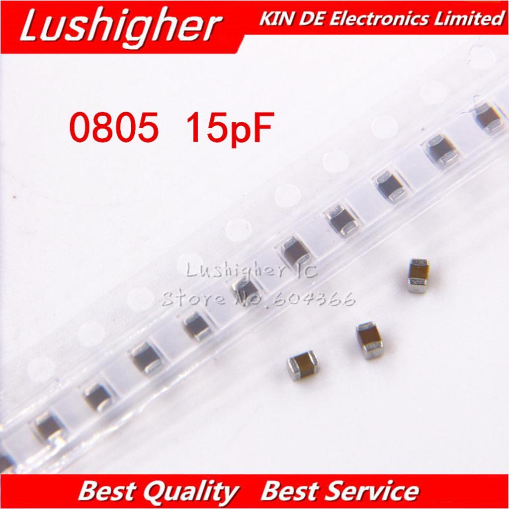 100 ชิ้น 0805 15pf 15P 100V X7R 10% ตัวเก็บประจุเซรามิก SMD MLCC